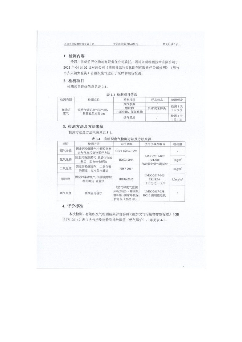 2021年4月自行檢測報告